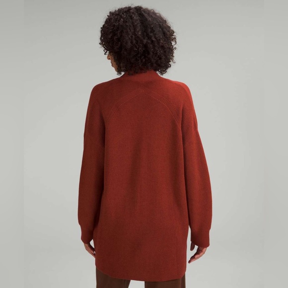 Lululemon Merino Wool-Blend Knit Long Sweater Cardigan Wrap in Cayenne - Picture 5 of 5